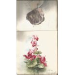 Autograph book collection includes over 20 vintage sketches and doddles, postcards may yield good