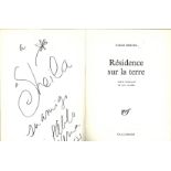 Pablo Neruda signed presentation copy of Residence sur la Terre softback book. Signed on inside