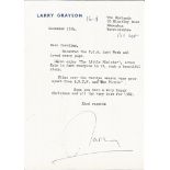 Larry Grayson signed TLS, English comedian and television presenter. Dated December 1981. Good