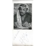 Yassie Arafat signed white card below black and white photo. Good condition. All autographs come