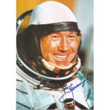 First Space Walk Cosmonaut Alexi Leonov signed 12 x 8 inch colour space suit photo. Good