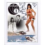 007 Bond girl. The Spy Who Loved Me actress Caroline Munro signed 8x10 Bond montage photo. Good