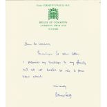 Clement Freud ALS, hand written letter House Of Commons Headed Paper. Good condition. All autographs