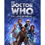 Doctor Who 8x10 photo signed by FOUR actors who were actually the Doctor himself, Tom Baker, Colin