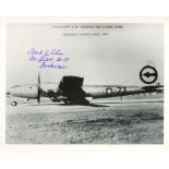 Nagasaki pilot, 8x10 photo of Bockscar signed by Nagasaki co-pilot, Fred Olivi. Good condition.