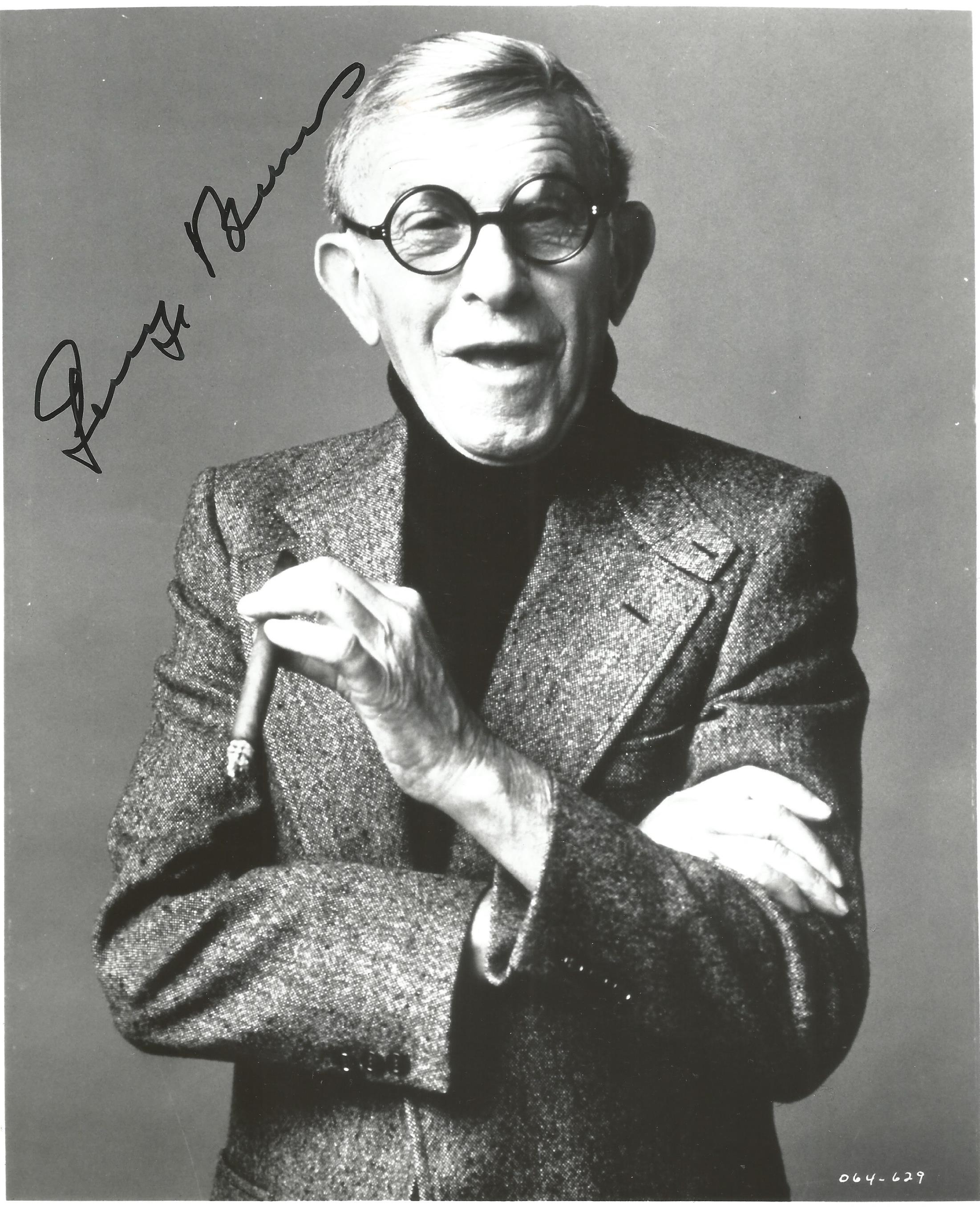 George Burns signed 10x8 black and white photo. Good condition. All autographs come with a