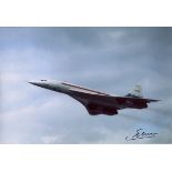 Air France Concorde Test Pilot 8x12 photo signed by French Concorde test pilot Gilbert Defer. Good