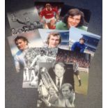 Football collection 9 fantastic, signed photos includes Nigel Jemson, Bob Moncur, Howard Kendall,