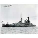 HMS Hood. 8x10 inch photo hand signed by Ted Briggs, who at the time of signing was the last