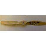 Vulcan bomber pilot. 11 inch long wooden propeller signed by Cold War 35, 50 and 101 Squadron Vulcan