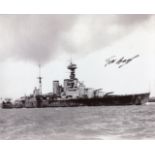 HMS Hood. 8x10 inch photo hand signed by Ted Briggs, who at the time of signing was the last