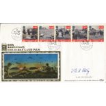 D-Day Merville Battery raid. Benham 22ct gold embossed 50th anniversary of the D-Day Landings FDC