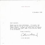 Colin Welland TLS, Typed signed letter Dated 06/12/82, famous author. Good condition. All autographs