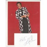 Lionel Richie signed white card with 10x8 colour photo. Good condition. All autographs come with a