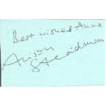 Alison Steadman signed album page dedicated. Alison Steadman, OBE (born 26 August 1946) is an