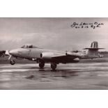 Gloster Meteor 8x12 photo signed by Gloster Meteor Test pilot John Oliver Lancaster DFC. Good