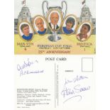 Autographed Man United Postcard, Issued To Commemorate The 25th Anniversary Of United's 1968