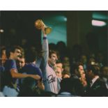 Dino Zoff signed 12x8 colour photo pictured lifting the World Cup in Spain 1982 while Captain of