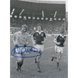 Autographed Alan Rough 8 X 6 Photo - B/W, Depicting Rough And His Scottish Team Mates Johnstone