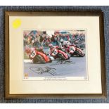 Motor Cycling Carl Fogarty, Neil Hodgson and Pier Francesco Chili signed 20x17 mounted and framed