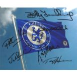 Football Chelsea legends multi signed 10x8 colour photo 6 signatures includes Bobby Tambling. Good