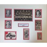 Charlton Athletic 1940s multi signed 200x14 mounted signature piece includes 7 signed black and