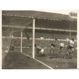 Jimmy Greaves and Bobby Smith signed original black and white vintage photo pictured in action for