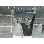 Autographed Jim McCalliog 8 X 6 Photo - B/W, Depicting McCalliog And His Scottish Team Mate Ronnie