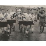 Football Spurs multi signed 10x8 black and white photo signed by White Hart Lane legends Peter