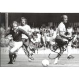 Football Eddie Kelly and Terry Mancini signed black and white photo pictured in action for