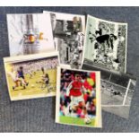 Football collection 6 signed assorted items includes some great names such as Jim Montgomery, Martin