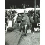 Football Ron Harris signed 10x8 black and white photo pictured while captain of Chelsea. Good