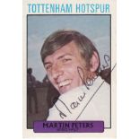 Autographed Martin Peters Trading Card, Issued By A & Bc From Their 1971/72 Purple Back Set,