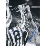 Autographed Stoke City 8 X 6 Photo - B/W, Depicting John Marsh And Gordon Banks Holding Aloft The