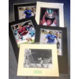 Football collection 5 mounted signature pieces includes 2, Joe Cole, Teddy Sheringham, Marcel