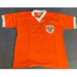 Football Jimmy Armfield and Alan Ball signed Blackpool retro shirt. Good condition. All autographs