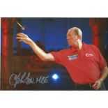 John Lowe Signed Darts 8x12 Photo . Good condition. All autographs come with a Certificate of