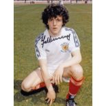 Autographed Frank Mcgarvey 8 X 6 Photo - Col, Depicting The Scotland Centre-Forward Striking A