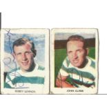 Celtic 2 Signed ABC Chewing Gum Trade Cards Inc. Lisbon Lions John Clark & Bobby Lennox . Good