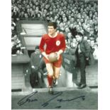 Football Ron Yeats signed 10x8 colourised photo pictured leading Liverpool out at Anfield. Good