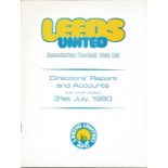 Football Leeds United Directors Reports and Accounts year ended 31st July 1980 booklet. Issued for