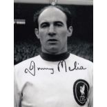 Autographed Jimmy Melia 8 X 6 Photo - B/W, Depicting The Liverpool Midfielder Posing For