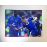 Phil Jagielka signed 20x16 mounted colour photo pictured celebrating while playing for Everton F. C.