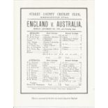 Cricket two commemorative silk scorecard and team sheet from the 200th Test Match between England