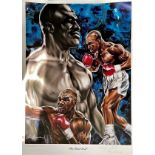 Boxing Evander Holyfield signed 35x24 colour lithograph limited edition 136/450 also signed in