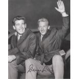 Autographed Denis Law Cutting, Depicting The Centre-Forward Together With Team Mate Joe Baker