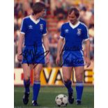 Autographed Ipswich Town 8 X 6 Photo - Col, Depicting Mick Mills And Frans Thijssen In The Centre