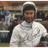 Horse Racing Lester Piggott signed 3x3 colour photo. Good condition. All autographs come with a