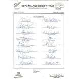 Cricket New Zealand United Kingdom Tour 1990 multi signed official team sheet 16 signatures includes