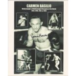 Boxing Carmen Basilio signed 10x8 black and white montage photo. Carmen Basilio (born Carmine